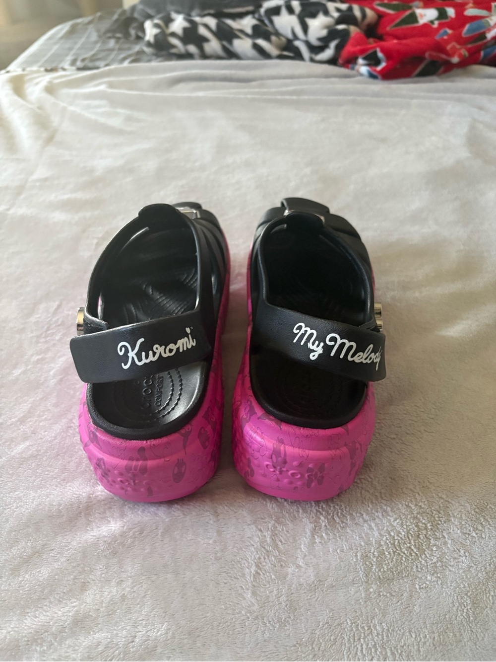 CROCS Kuromi & My Melody Black and Pink Platform Sandals